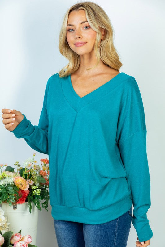 Carly Long Sleeve Solid Knit Top