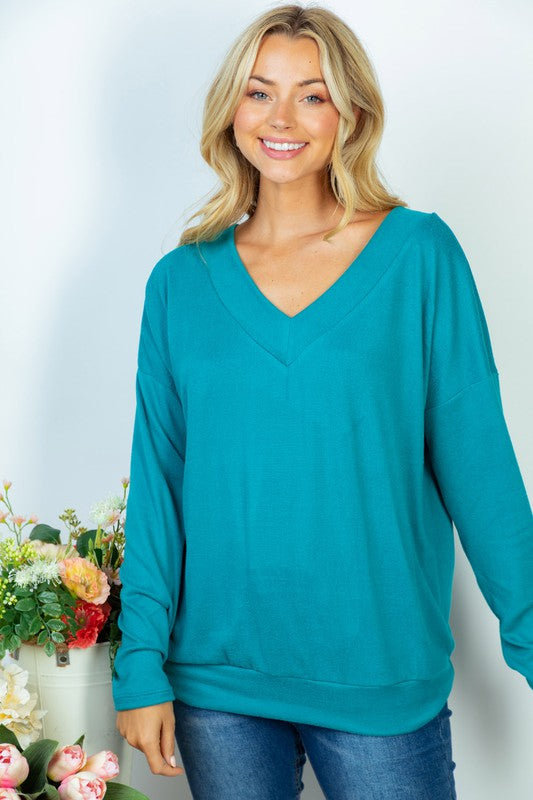 Carly Long Sleeve Solid Knit Top