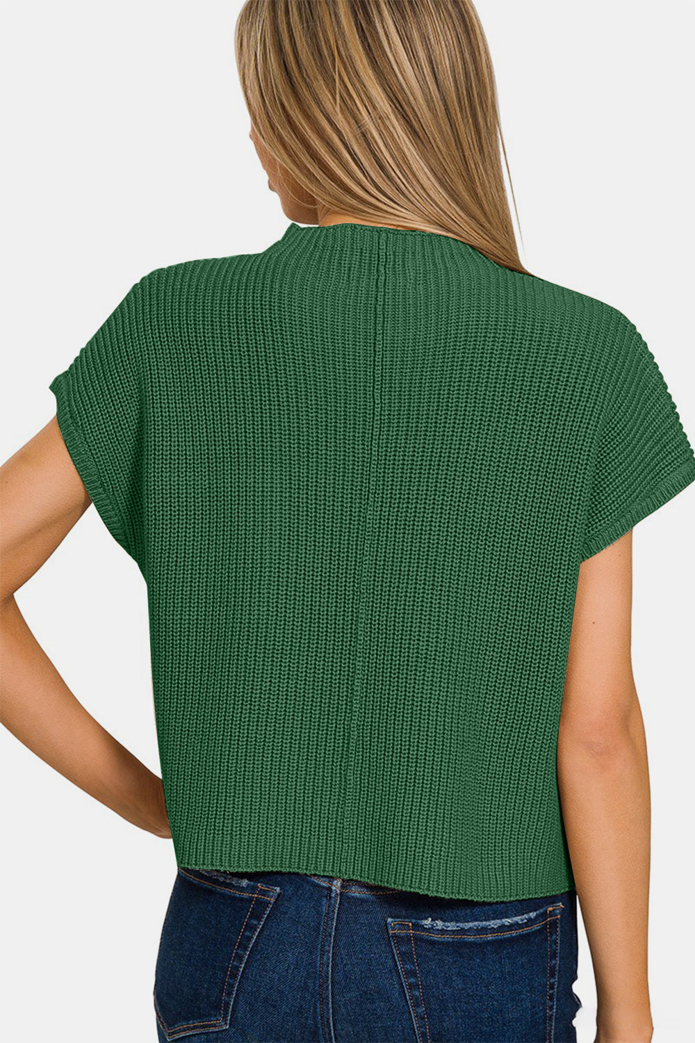 Rae Mock Neck Short Sleeve Cropped Sweater