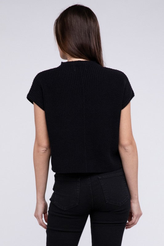 Rae Mock Neck Short Sleeve Cropped Sweater