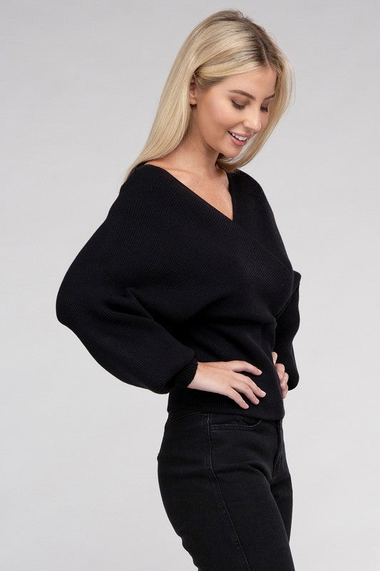 Vanessa Cross Wrap Pullover Sweater