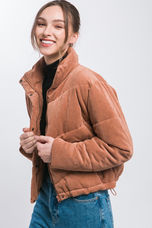 Tawny Corduroy Puffer Jacket