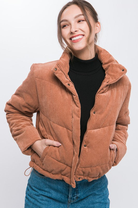 Tawny Corduroy Puffer Jacket