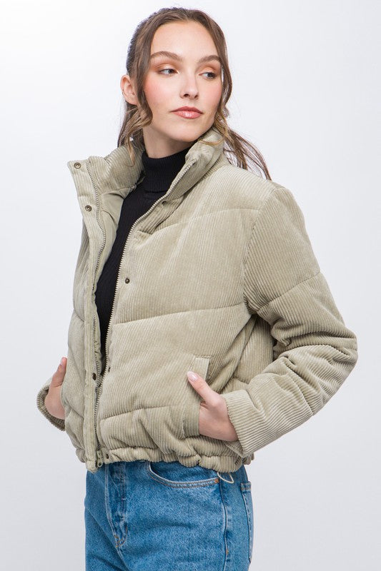 Tawny Corduroy Puffer Jacket