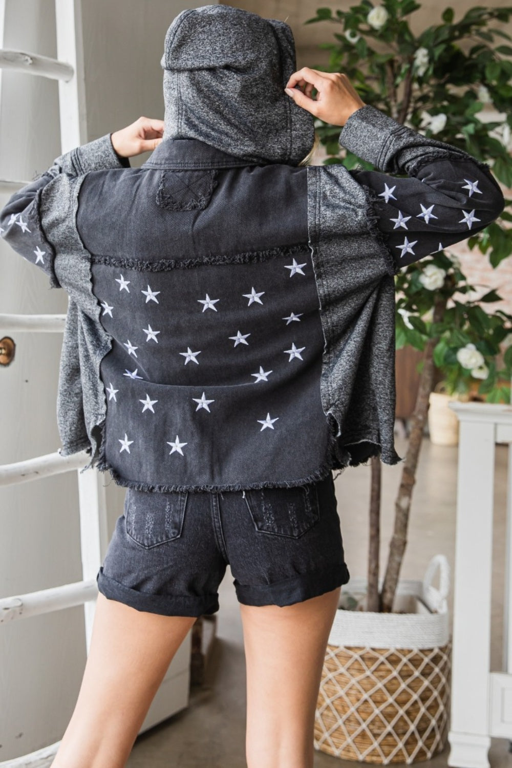 Stella Star Embroidered Hooded Denim Jacket