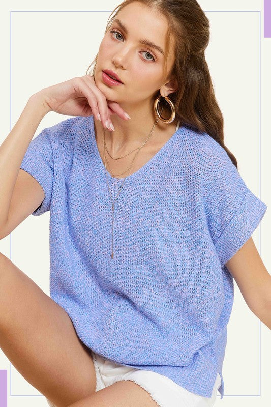 Oakly Lightweight V-Neck Short Sleeve Sweater Top