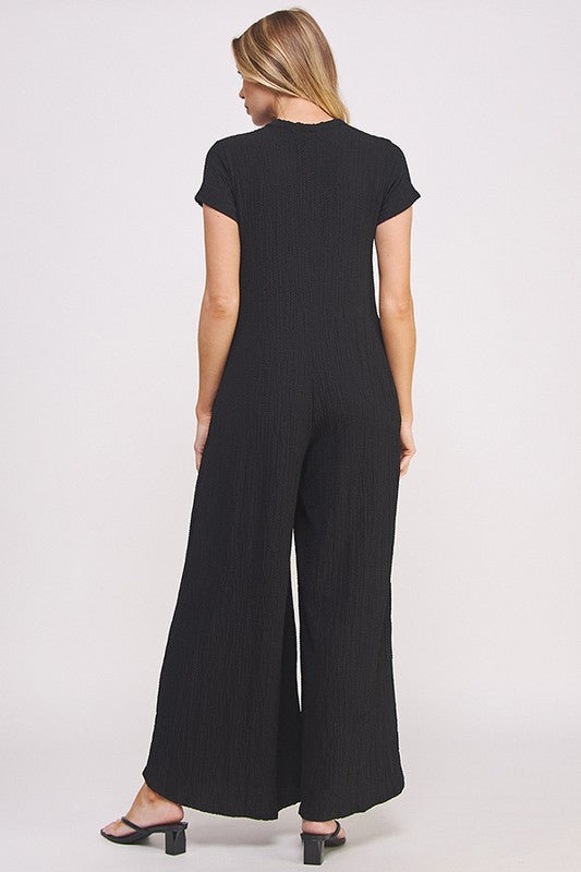 Blakely TEXTURED SHORT SLEEVE JUMPSUIT