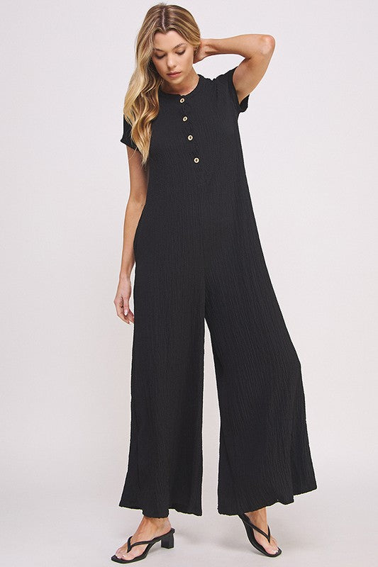 Blakely TEXTURED SHORT SLEEVE JUMPSUIT