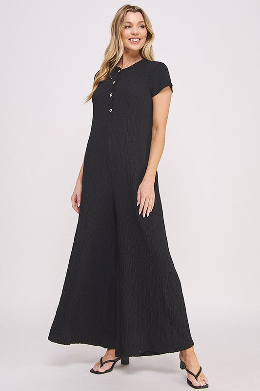 Blakely TEXTURED SHORT SLEEVE JUMPSUIT