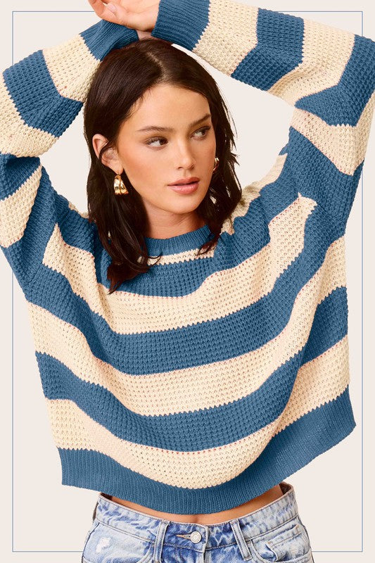 Stellan Striped Round Neck Loose Fit Sweater