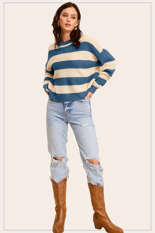 Stellan Striped Round Neck Loose Fit Sweater