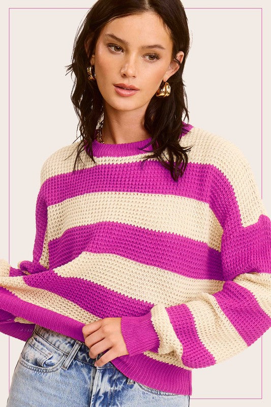 Stellan Striped Round Neck Loose Fit Sweater