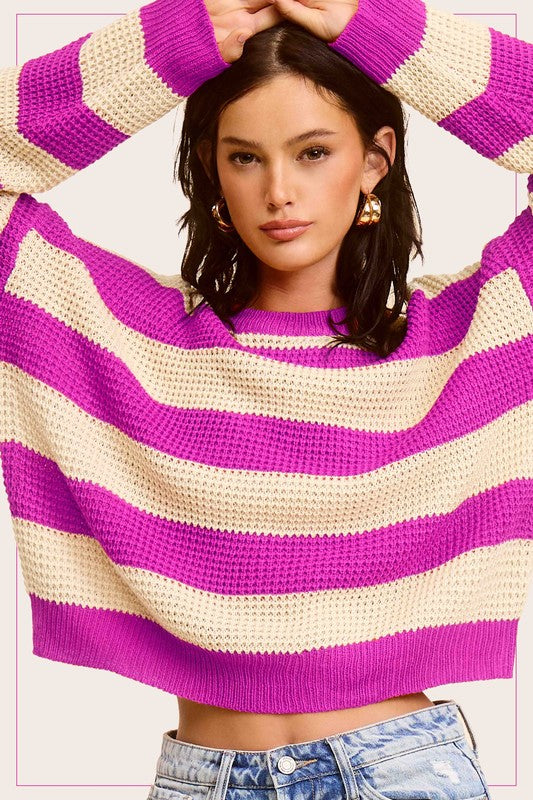 Stellan Striped Round Neck Loose Fit Sweater