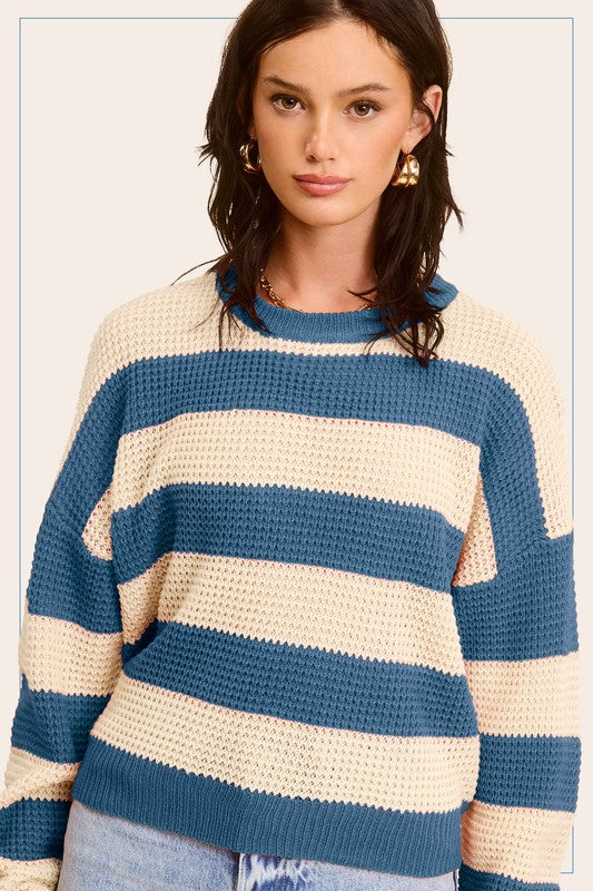 Stellan Striped Round Neck Loose Fit Sweater