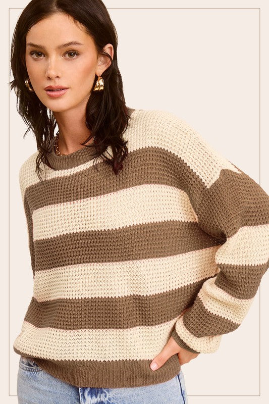 Stellan Striped Round Neck Loose Fit Sweater