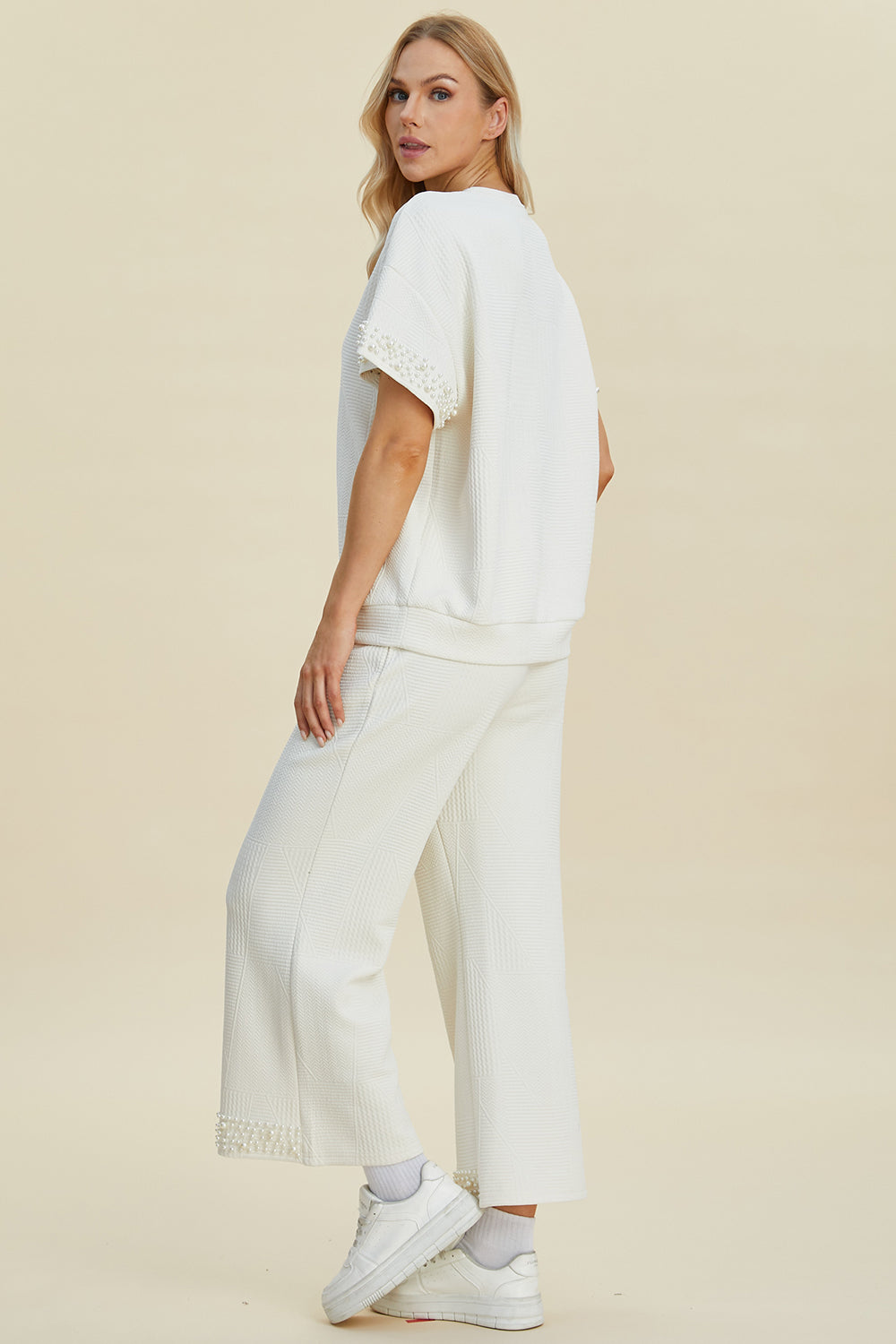 Pearl Round Neck Top and Pants Set