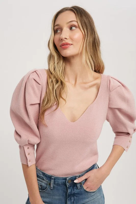 Blaire Puff Sleeve Pull Over Sweater