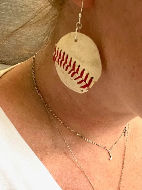 Genuine Leather Baseball Earrings