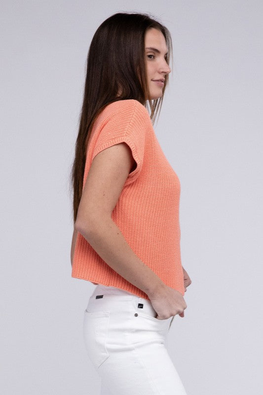 Rae Mock Neck Short Sleeve Cropped Sweater