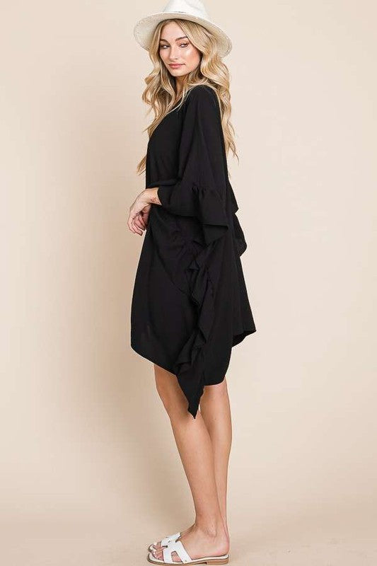 Wide sleeves ruffle kimono KRT1650-1