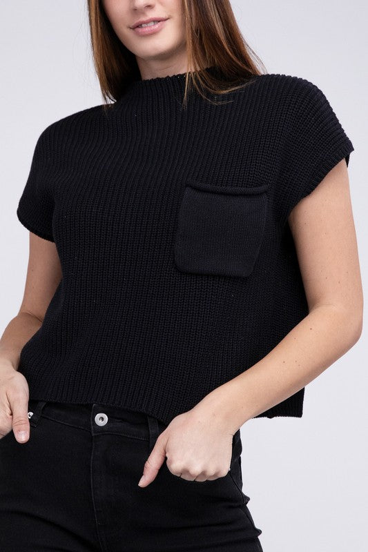 Rae Mock Neck Short Sleeve Cropped Sweater