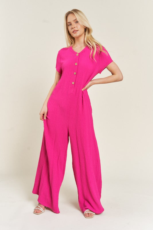 Blakely TEXTURED SHORT SLEEVE JUMPSUIT