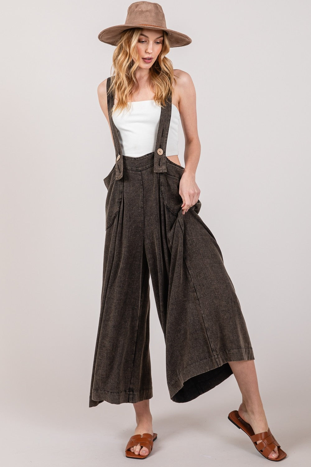 Figgy Full Size Wide Strap Wide Leg Overalls