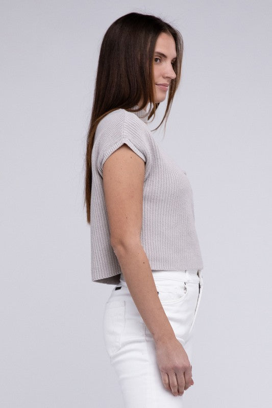 Rae Mock Neck Short Sleeve Cropped Sweater