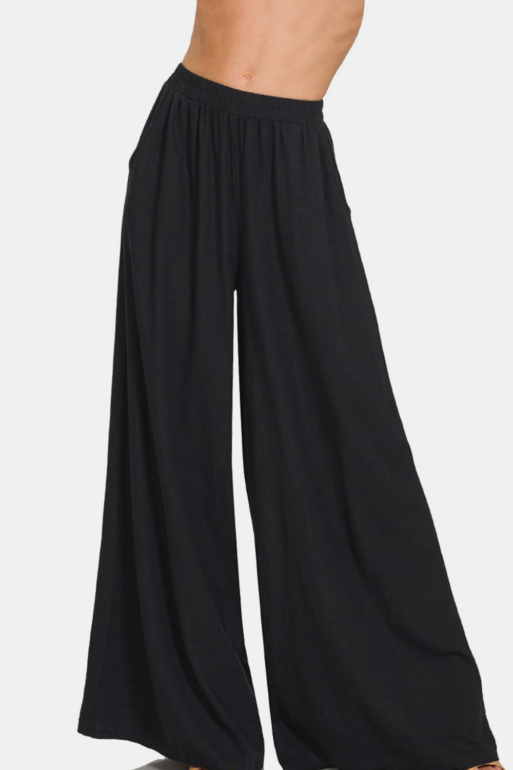 Opal Pleated Linen Blend Wide Leg Pants