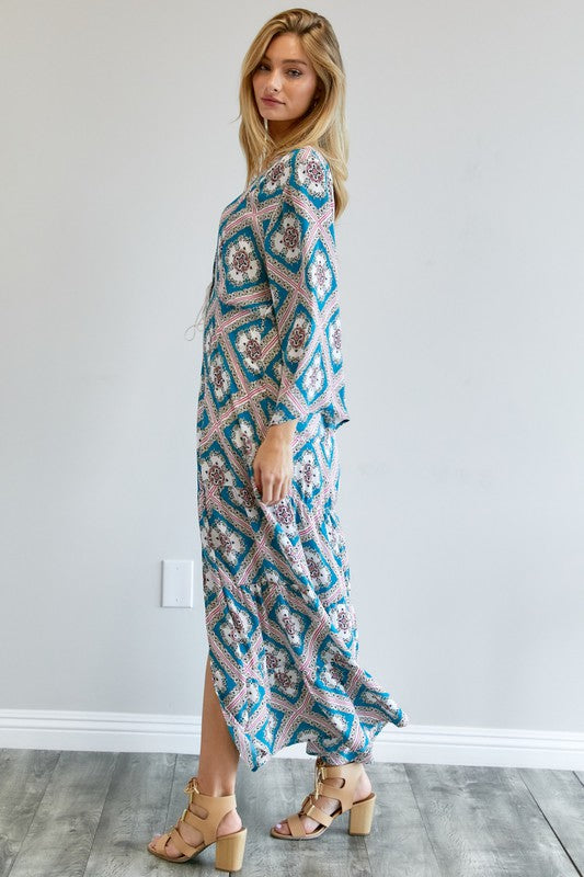 Brynlee Printed Long Sleeve Loose Kimono