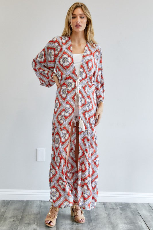 Brynlee Printed Long Sleeve Loose Kimono