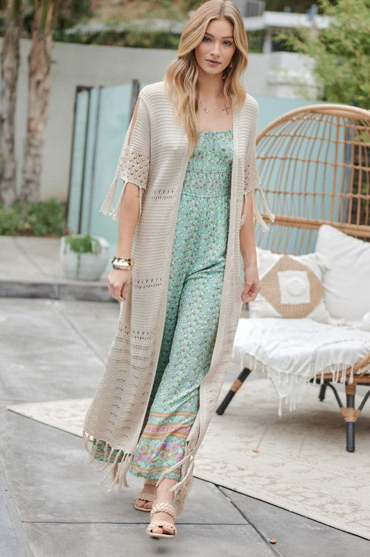 Phoebe Long Cardigan With Fringe