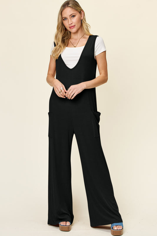 Bailee Sleeveless Wide Leg Jumpsuit with Pockets