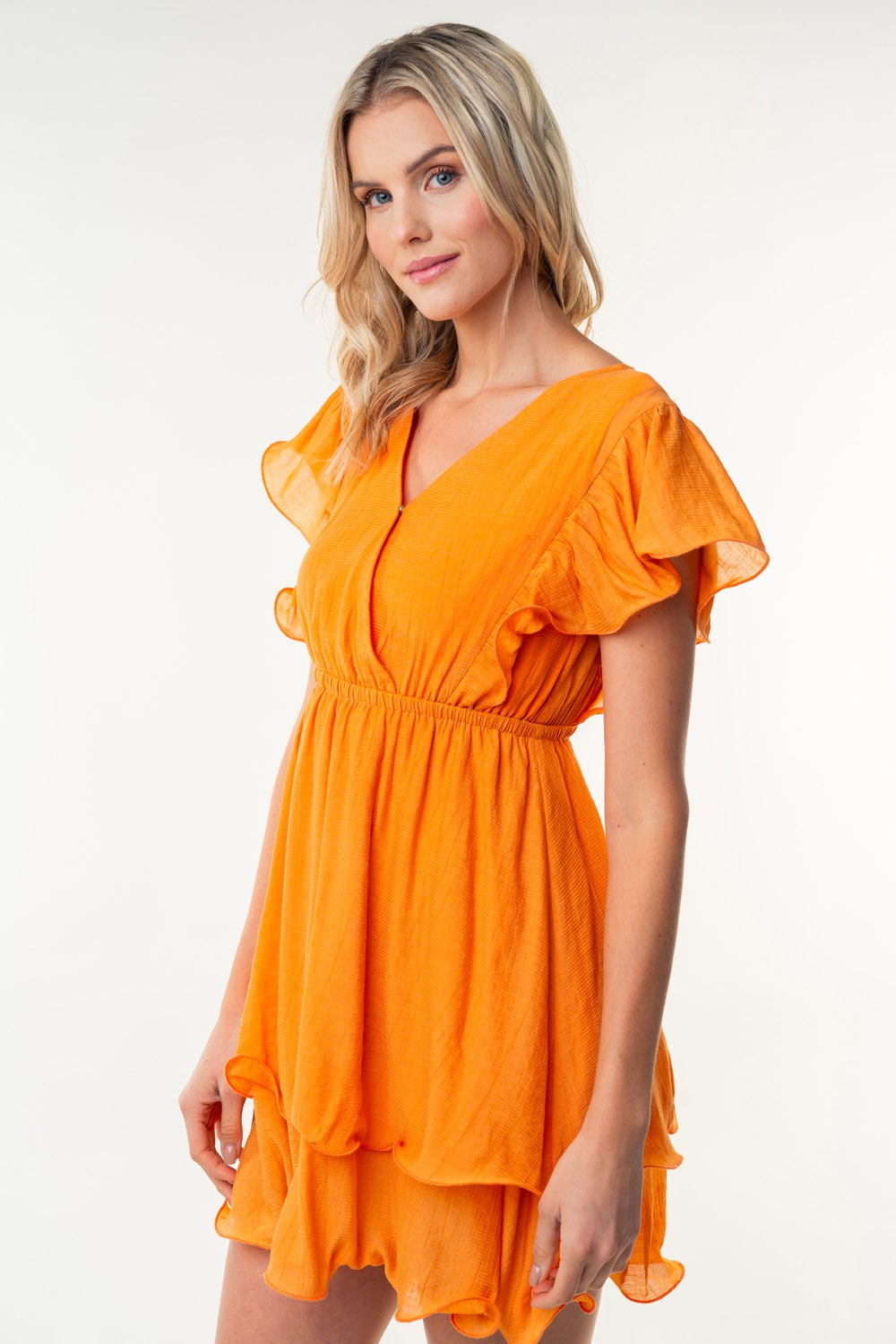 Winnie Birch Full Size Short Sleeve Woven Layered Dress