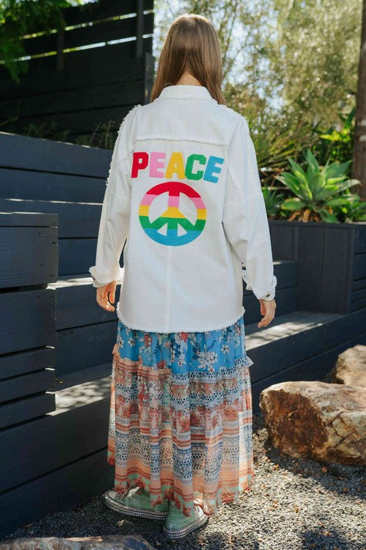 Willow Peace Symbol Button Up Shirt