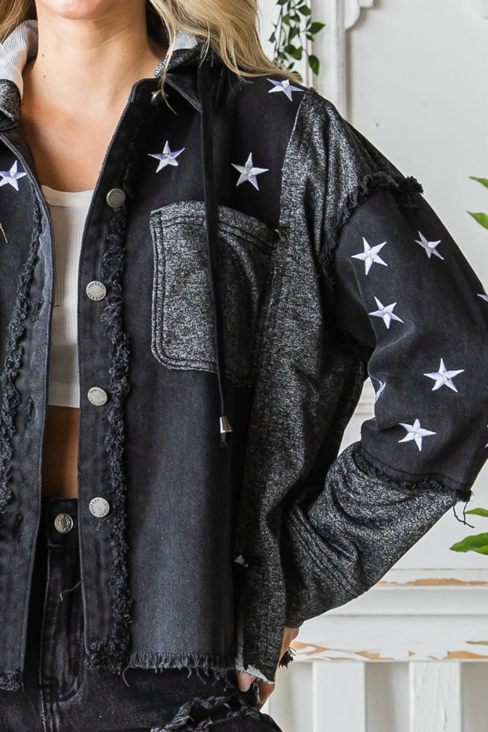 Stella Star Embroidered Hooded Denim Jacket