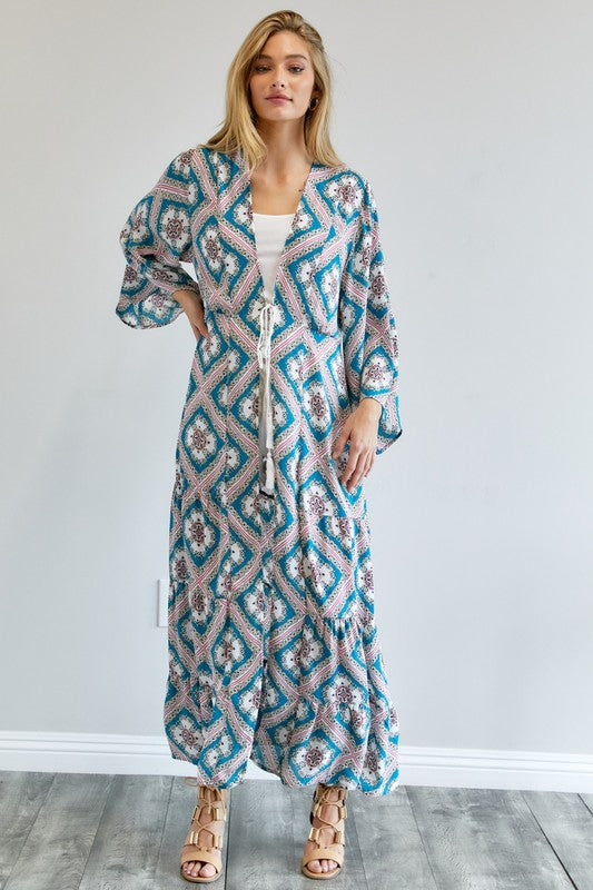 Brynlee Printed Long Sleeve Loose Kimono