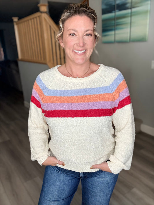 Leah Retro Striped Knit Sweater