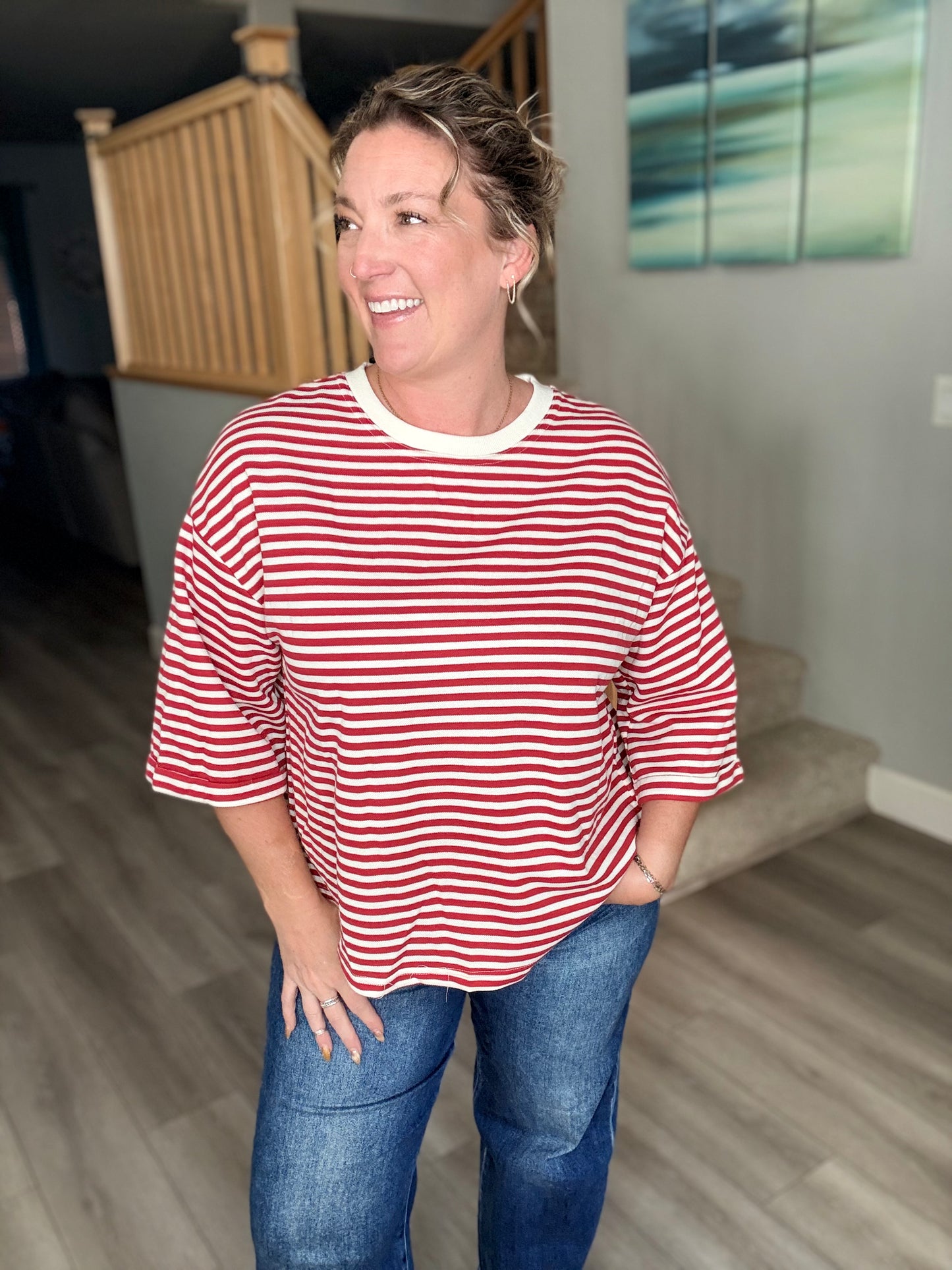 Allie Open Back Striped Top