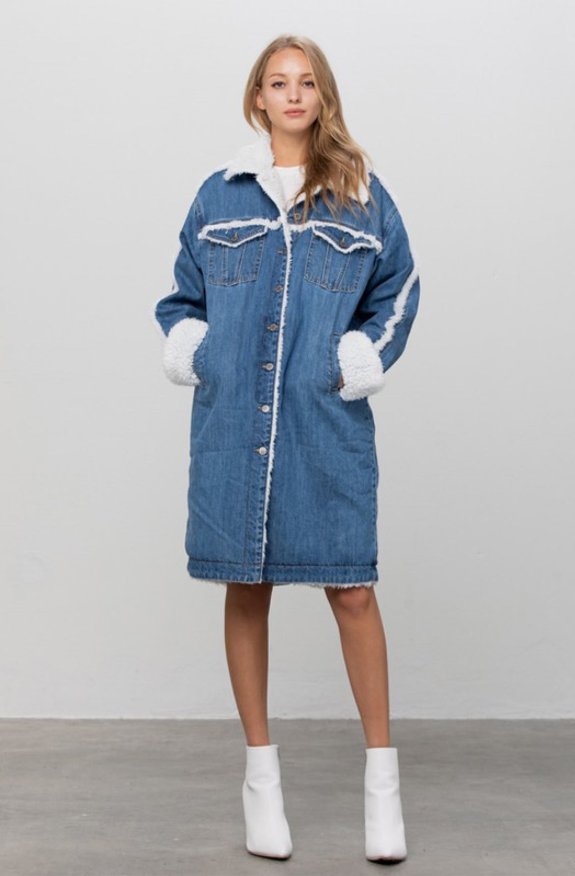 Tarlin Long Denim Sherpa Jacket