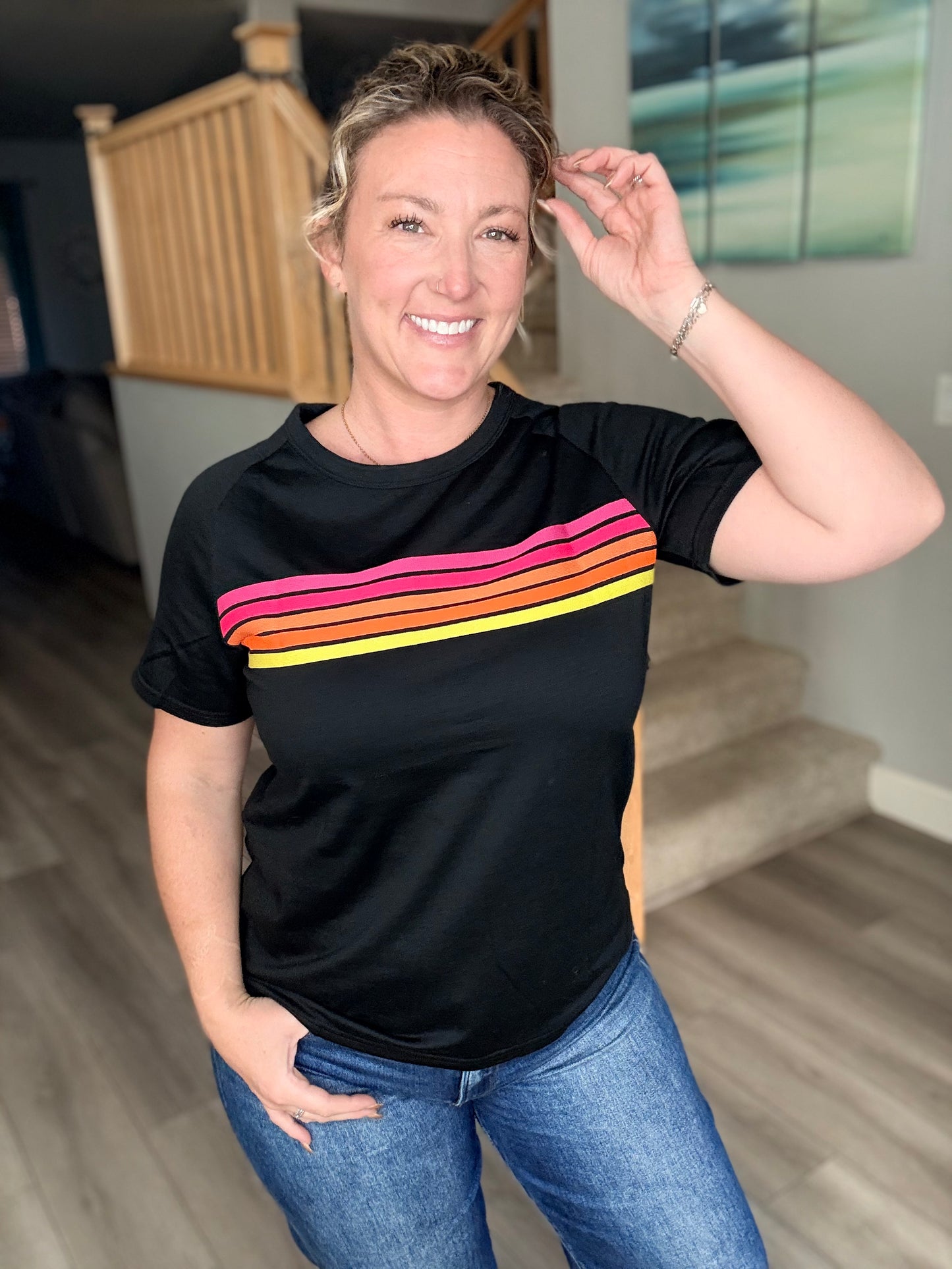 Deliah Retro Striped Top