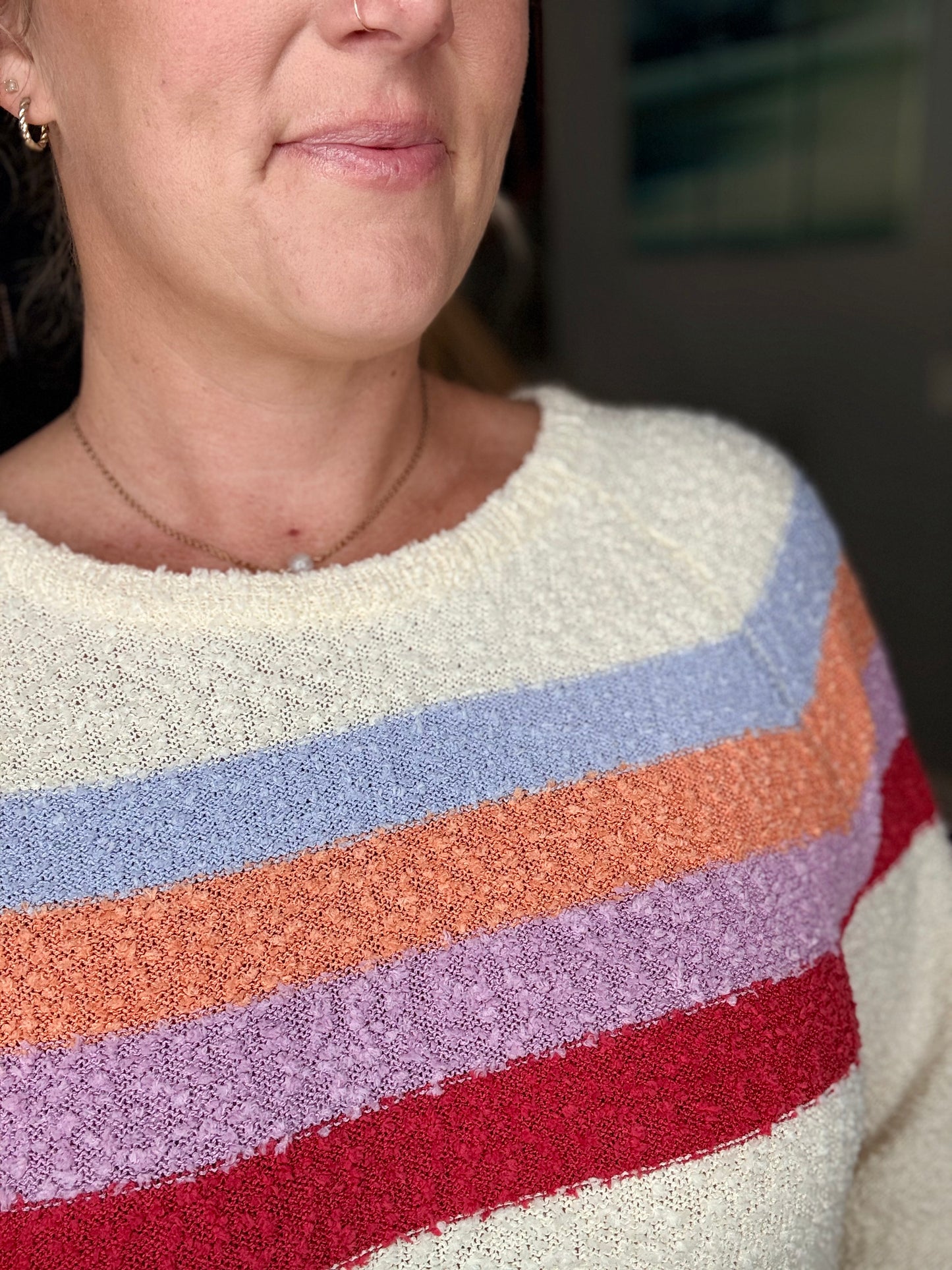 Leah Retro Striped Knit Sweater