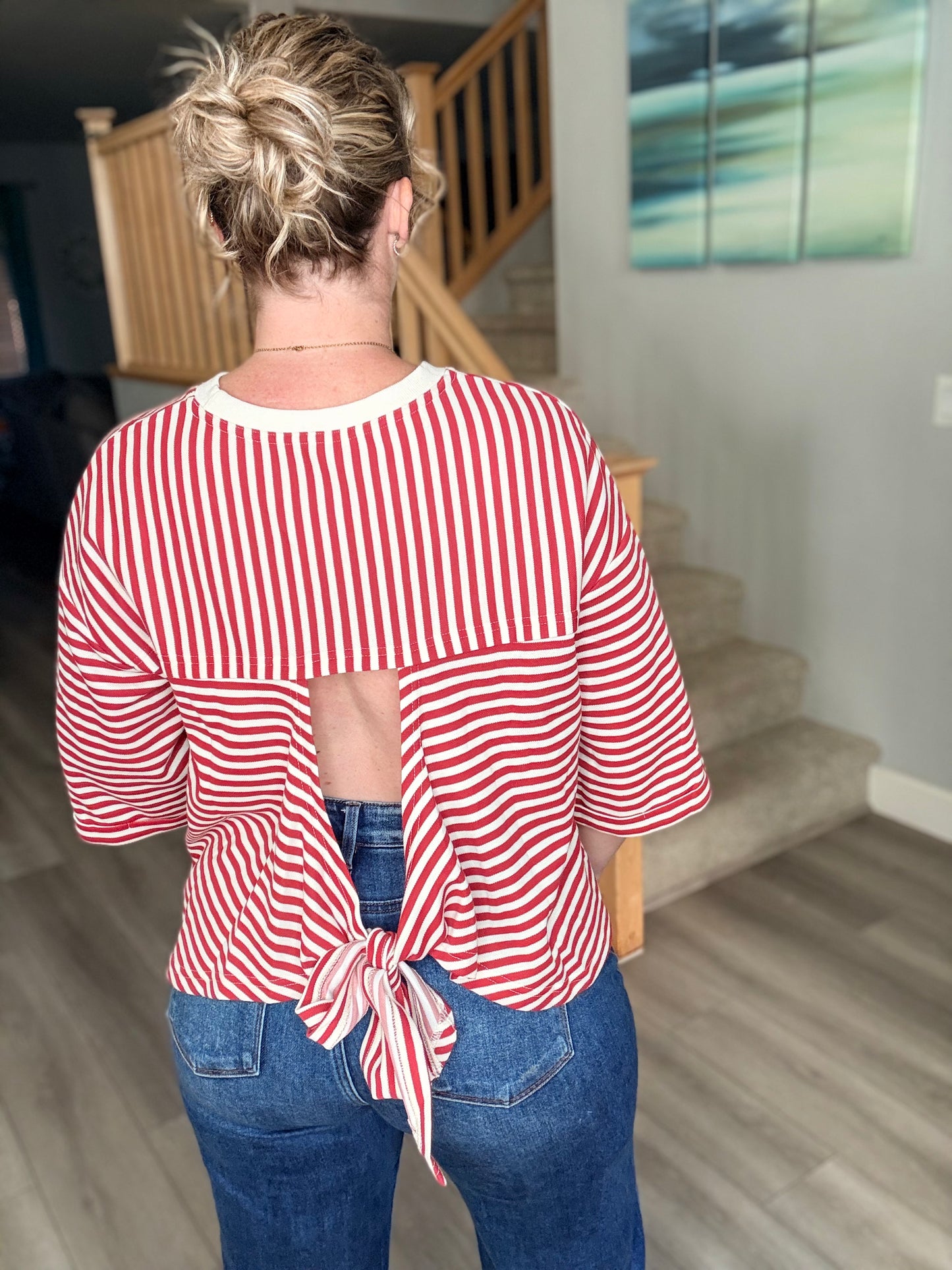 Allie Open Back Striped Top