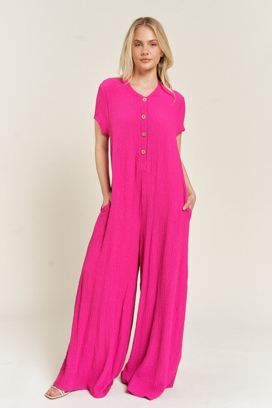 Blakely TEXTURED SHORT SLEEVE JUMPSUIT