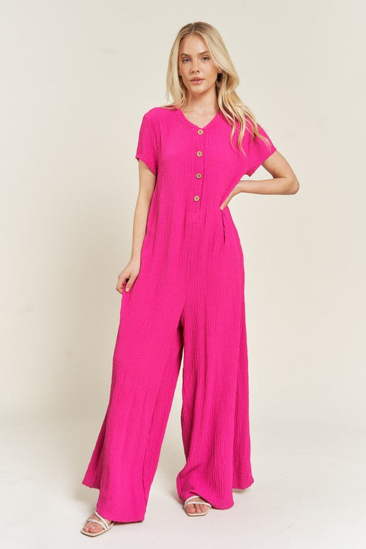 Blakely TEXTURED SHORT SLEEVE JUMPSUIT