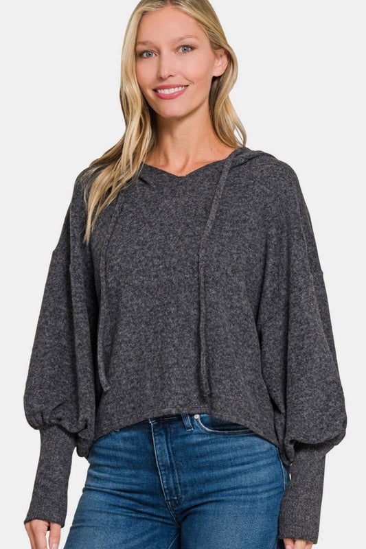 Cindy Hacci Drop Shoulder Cropped Hoodie