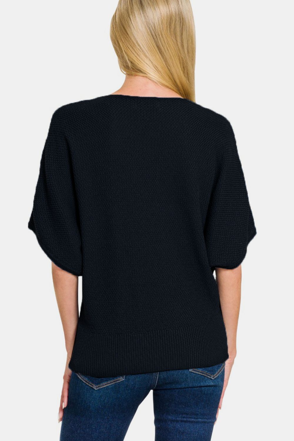 Anna V-Neck Short Sleeve Dolman Sweater