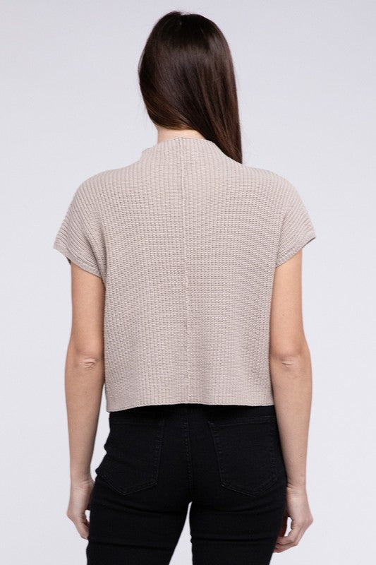 Rae Mock Neck Short Sleeve Cropped Sweater