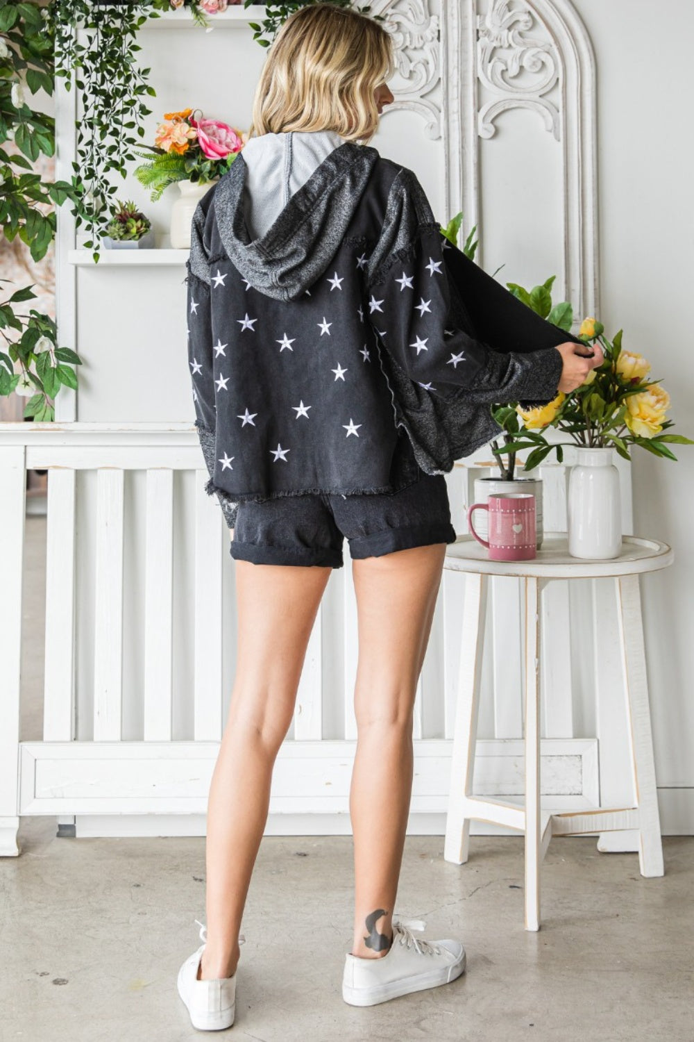 Stella Star Embroidered Hooded Denim Jacket