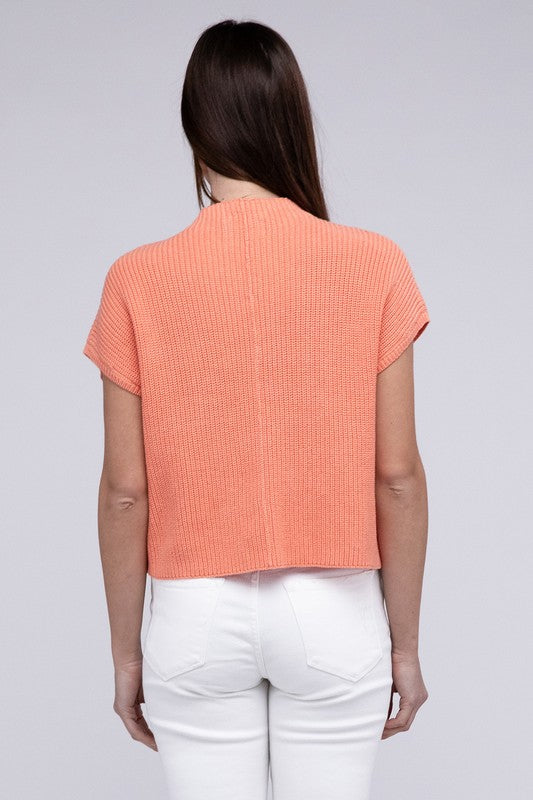 Rae Mock Neck Short Sleeve Cropped Sweater